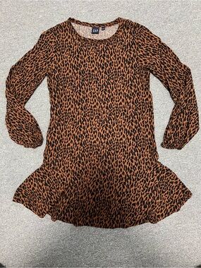 GAP Leopard Print Long Sleeve Dress - Rust and Black